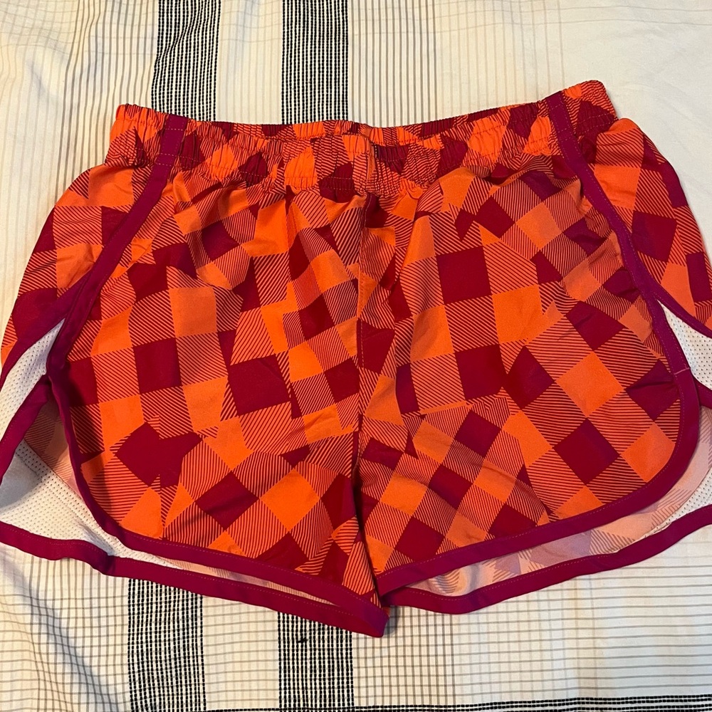 Under Armour Kids Plaid Orange and Red Shorts
